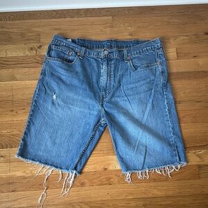 Levi's Frayed Blue Denim Shorts